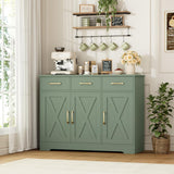 Modern Farmhouse Buffet Sideboard Cabinet, Barn Doors Storage Cabinet with Drawers and Shelves