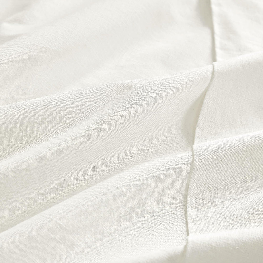 Cotton Linen King Bed Sheet Set - White Linen Sheet Set 4pc, Natural Flax, Breathable and Durable Anti-Tear Sheets
