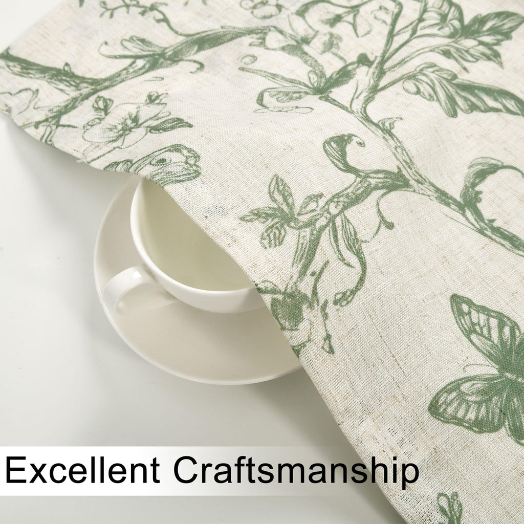 Linen Kitchen Valance, Floral Print Curtain for Small Window, Light Filtering Drapes for Farmhouse Window Decor, Rod