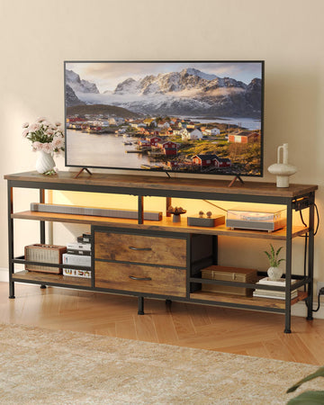 63 Inch TV Stand, LED Entertainment Center for 55 to 75 Inch TVs