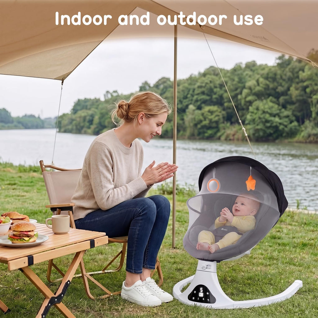 Electric Baby Swing for Infants to Toddler| Portable Infant Swing with Remote Control, Rocker with 5 Speeds, Point