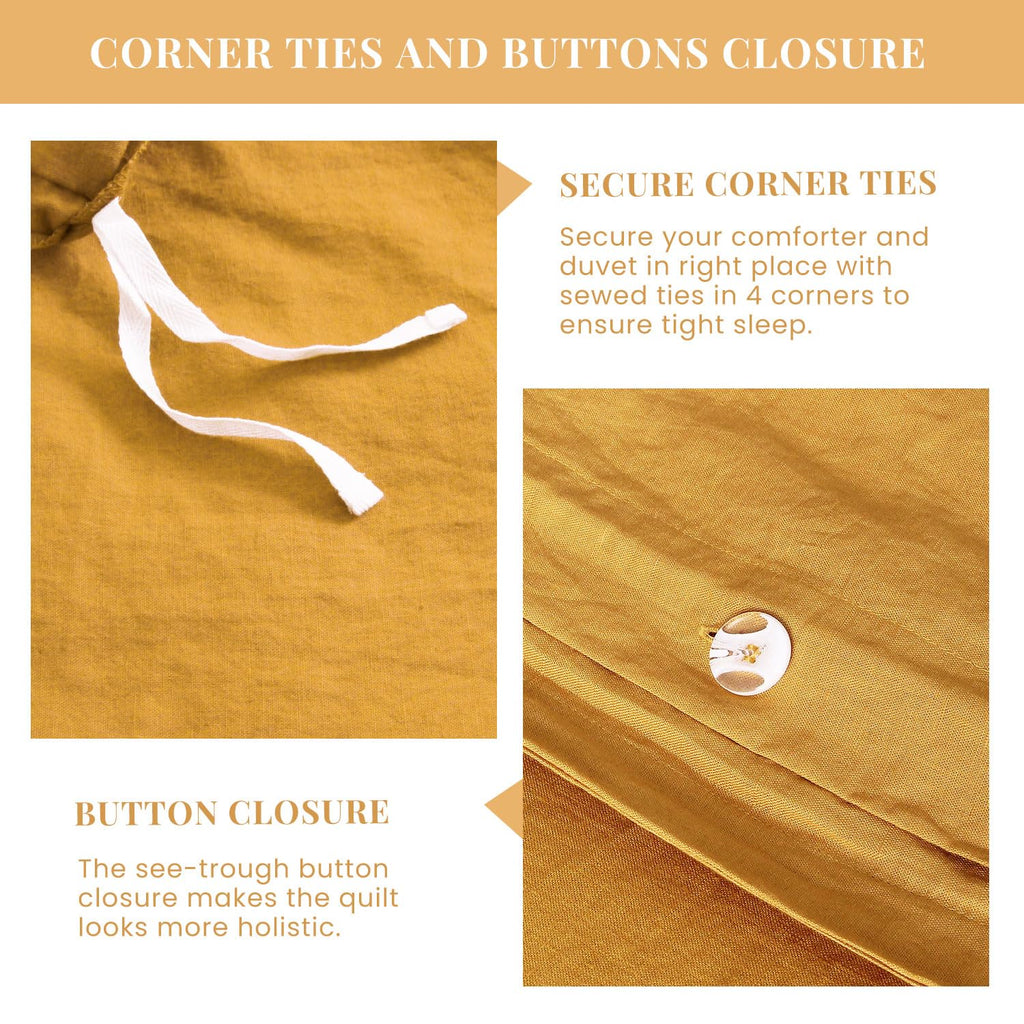 French Linen Duvet Cover Queen Size-3 Piece Linen Cotton Mix Bedding Set (90"x92") Comforter Cover, Stonewashed