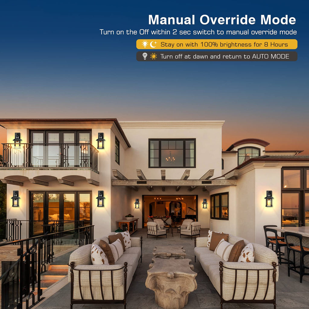 Outdoor Light Fixture With Motion Sensor, Dusk To Dawn Modern Exterior Porch Lights Wall Mount, Anti-rust 100%