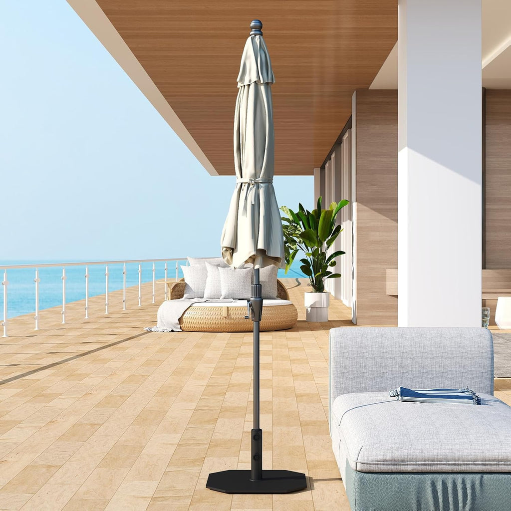 44 lb Steel Plate Patio Umbrella Base, Square Heavy Duty Stand Weight with 4 Anti-Slip Pads Table Umbrella, Black