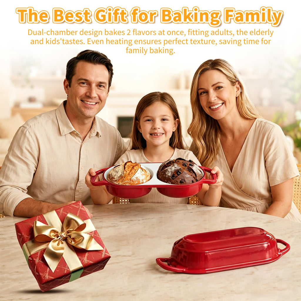 Mini Double Dutch Oven For Sourdough Bread Baking, 2.2QT Enameled Cast Iron