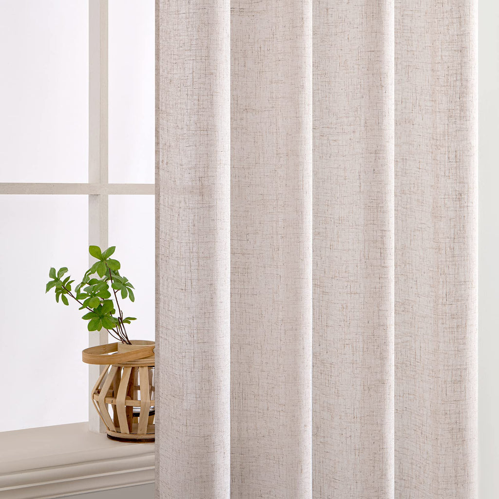 Natural White Linen Curtains 52x108 Inch Living Room