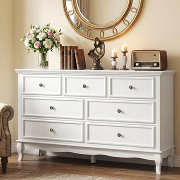 7 Drawer Dresser, 53" Painted Chest of Drawers