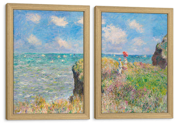 Coastal Landscape Canvas Wall Art 2Pcs Framed Home Decor 12X16 Inch