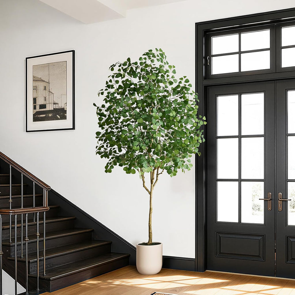 8.8FT Artificial Ficus Tree Indoor, Large Potted Faux Tree with Silk Leaves
