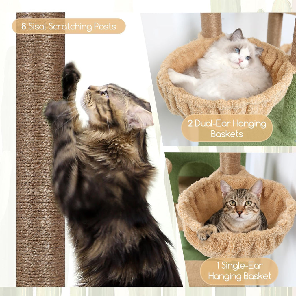 82in Cactus Extra Large Cat Tree for Indoor Cat Large Adult