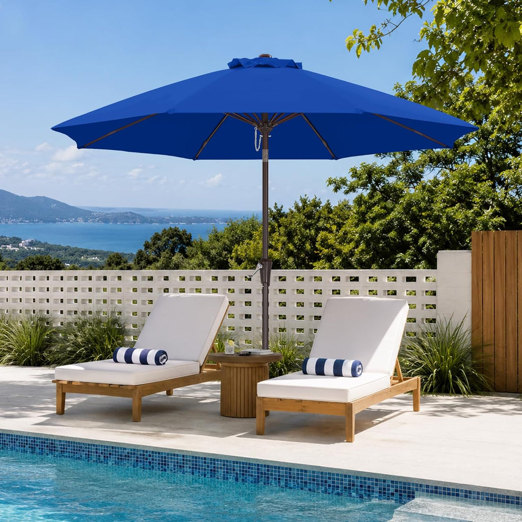 9FT Outdoor Patio Umbrella, 8 Ribs Table Umbrella w/Crank for Easy Set Up, Suitable (Turquoise)