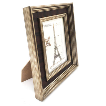 3-Pack Wood Imitation Desktop Photo Frames with Glass Face - 4X6 Inch - Dark Brass Style