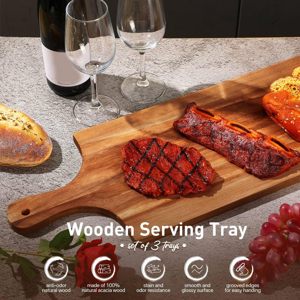 2 Pcs Acacia Long Charcuterie Boards Large 36 x 9 Inch Cutting Board