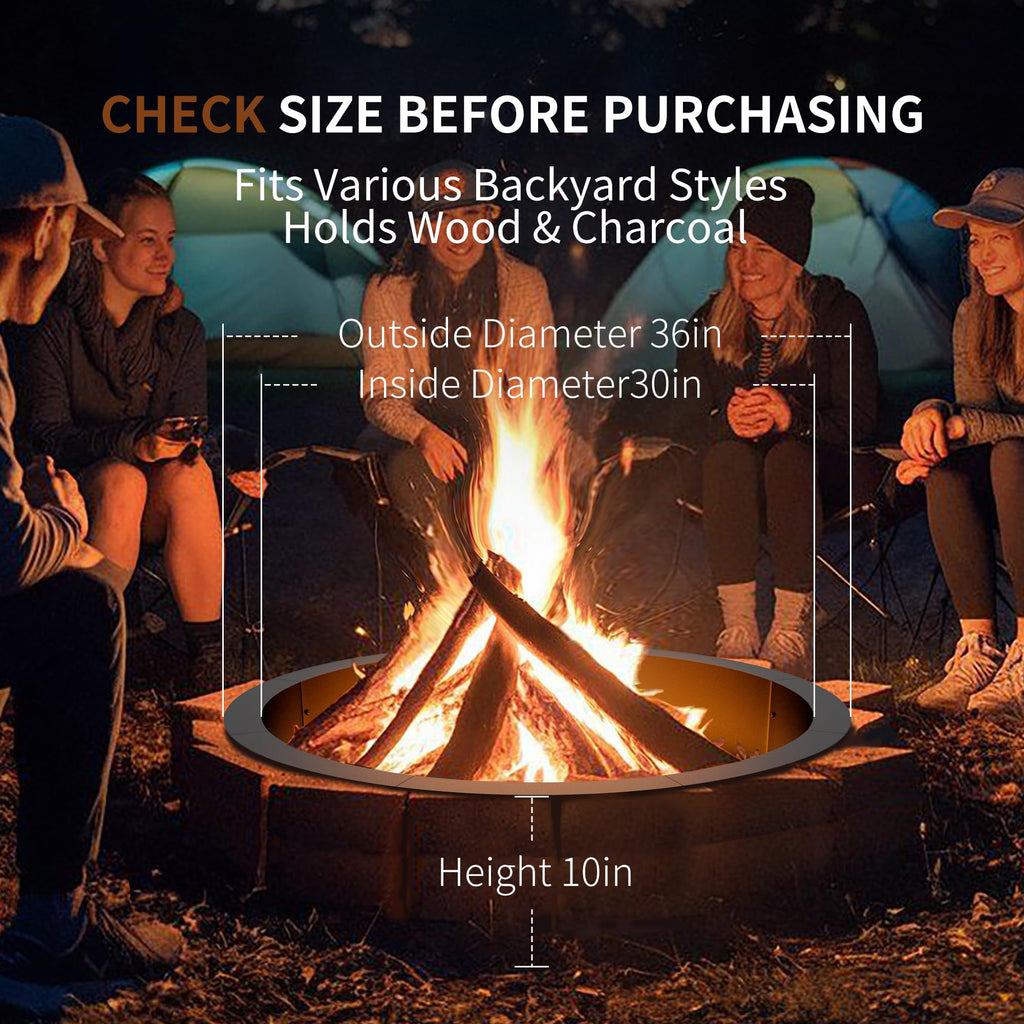 30 Inch Fire Pit Ring Insert for Garden Patio Backyard