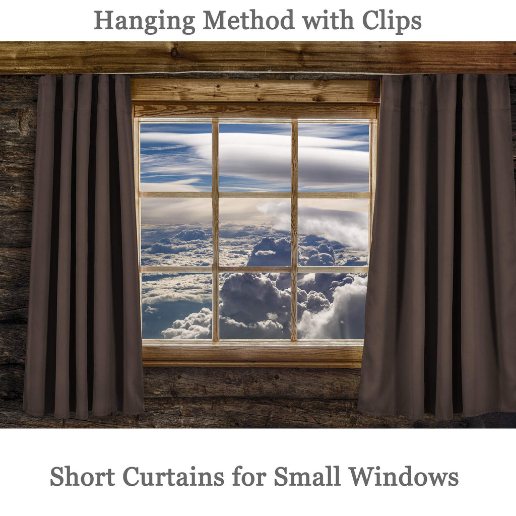 Brown Coffee Half Curtains for Cafe - Room Darkening Curtain Tiers for Small Windows with Rod Pocket (42 x 36 Inch
