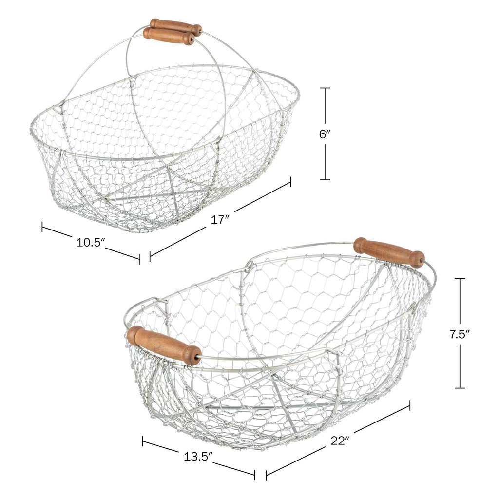 Garden Harvest Basket 2-Pack - Large and Small Gathering Hod for Veggies, Picnic or Farmhouse Decor - Rust-Resistant