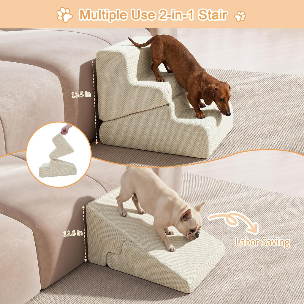 Dog Ramp for Bed, 16.5" H Dog Stairs for High Bed