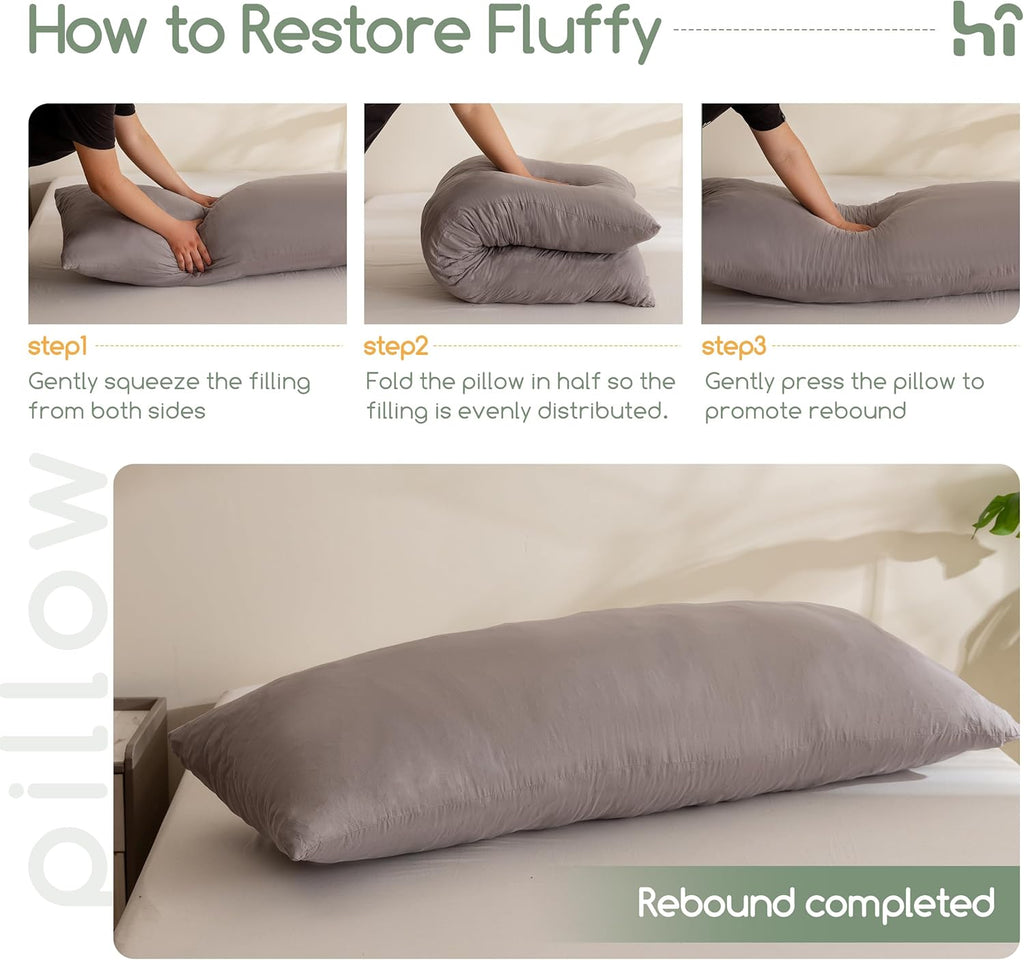 Memory Foam Body Pillow, Thickened Large Long Bed Pillow for Adults, Full Body Pillow with Removable Pillow Cover