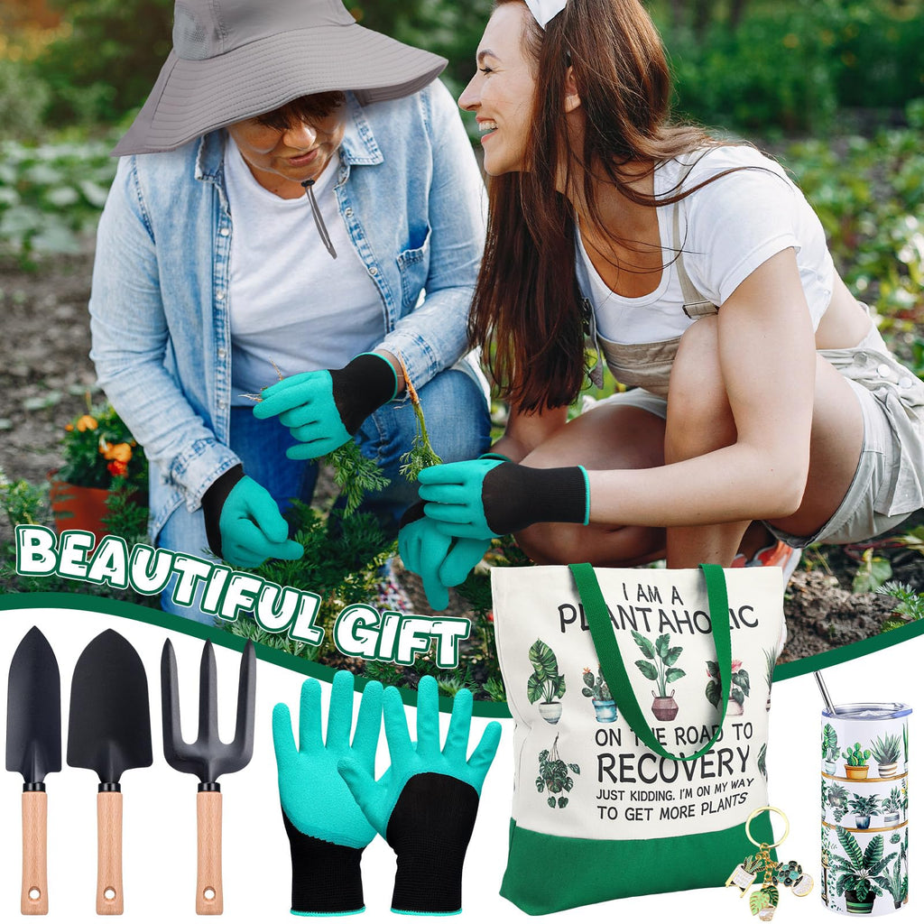 9 Pcs Gardening Gifts for Women, Sun Hat Apron Gloves Tools Set