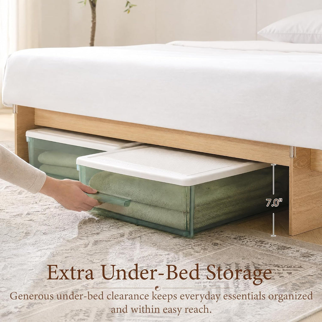 Wood Platform Bed Frame, Japanese Joinery Tool‐Free Bed Frame