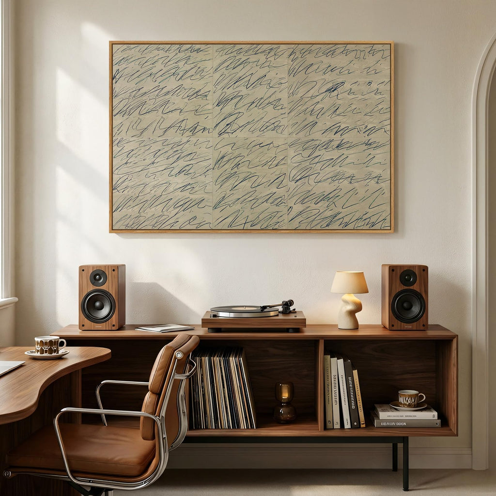 Framed Neutral Modern Beige Abstract Line Wall Art, 1 Piece 24x36 In