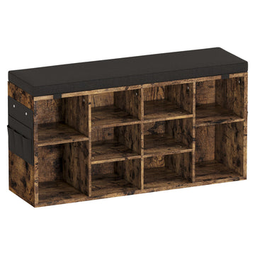 Entryway Shoe Bench for Storage with Foam Pad Seating Cushion, Shoe Rack with Adjustable Shelf Mudroom, Closet and