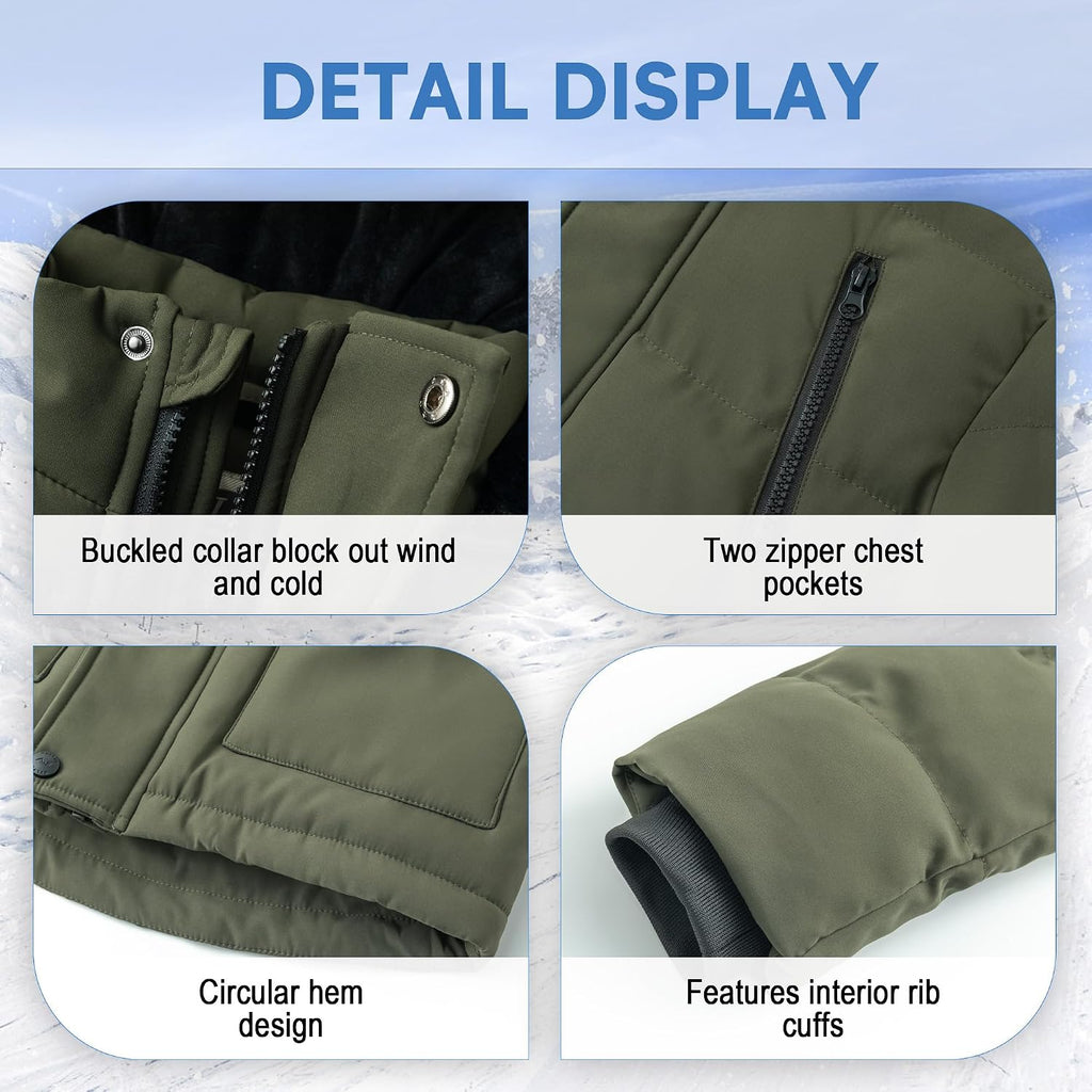 Boy's Winter Coat Waterproof Fleece Lined Parka Jackets Kids Hooded Puffer Outerwear