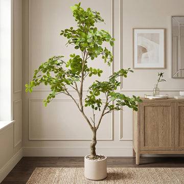 7ft Large Artificial Tree, Hand-Painted Trunk Faux Floor Plant