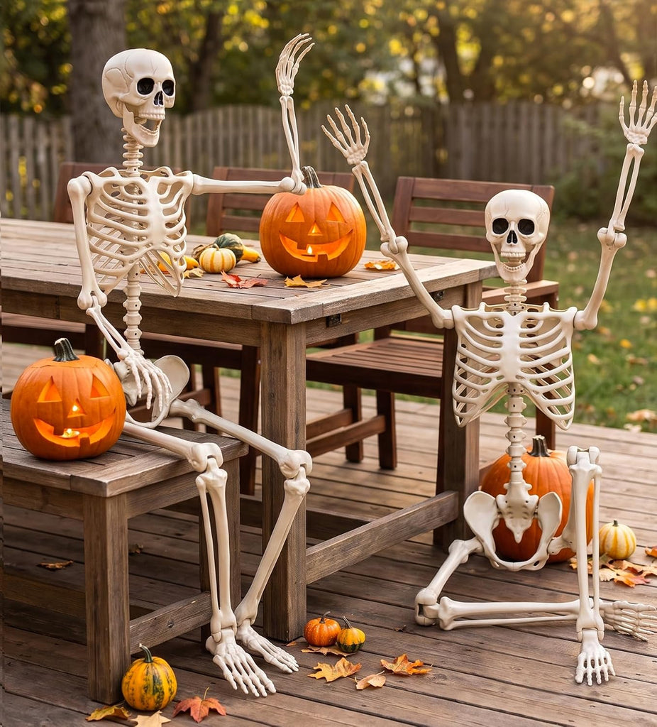 5.4ft/165cm Life Size Skeleton for Halloween Decorations Outdoor/Indoor,Poseable Halloween Giant Skeletons-Full Body