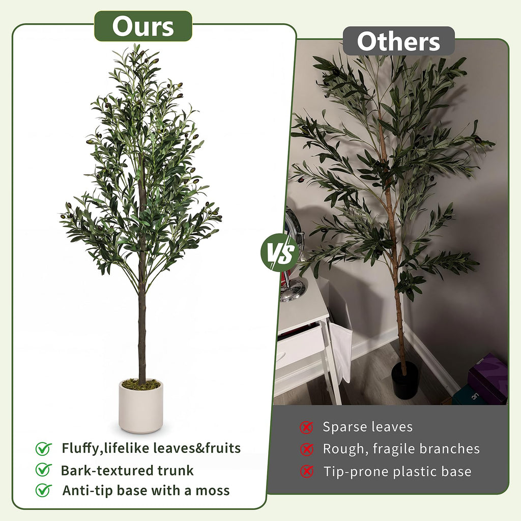 5ft Faux Olive Tree with White Planter, Artificial Plants