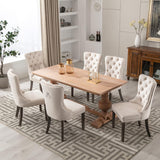 KCC Velvet Dining Chairs Set of 2, Upholstered High-end Tufted Dining Room Chair with Nailhead Back Ring Pull Trim