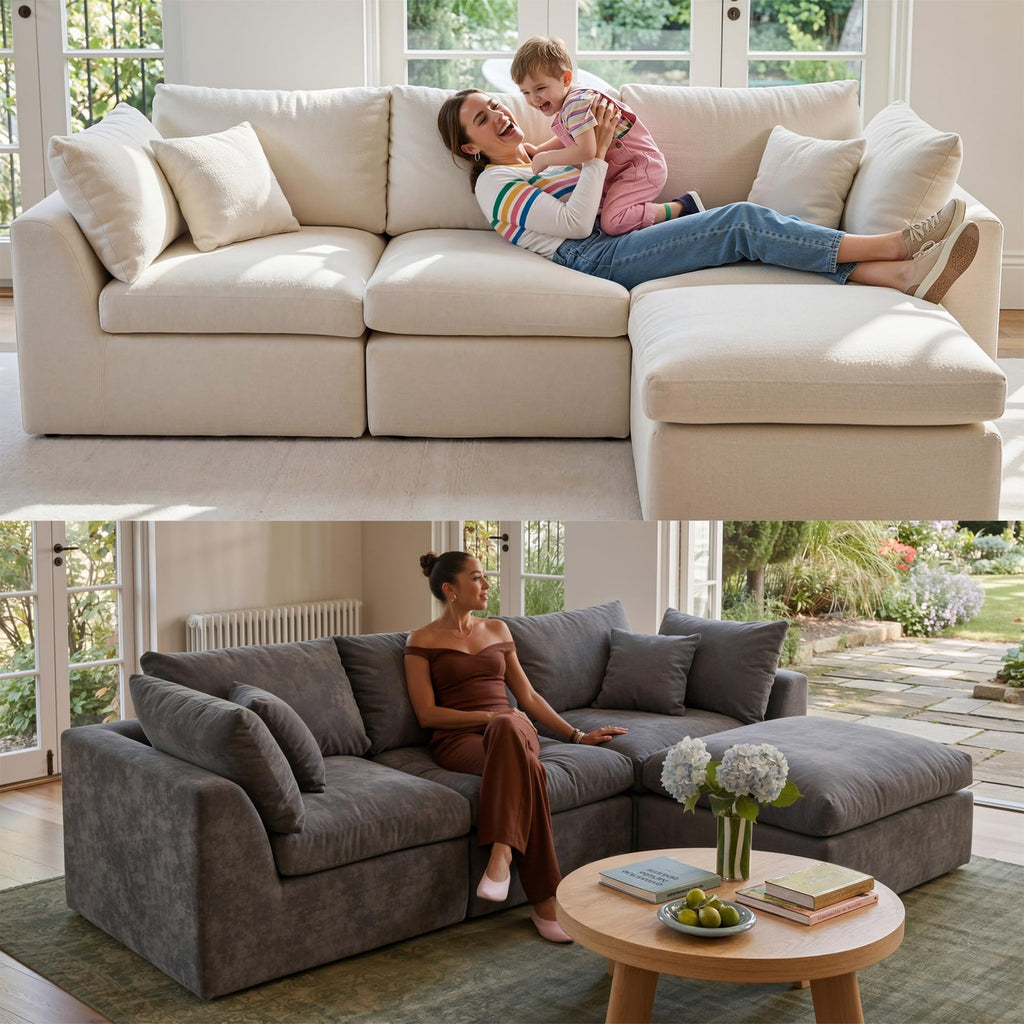 108" Cloud Sectional Couch with 2 Washable Cover Sets