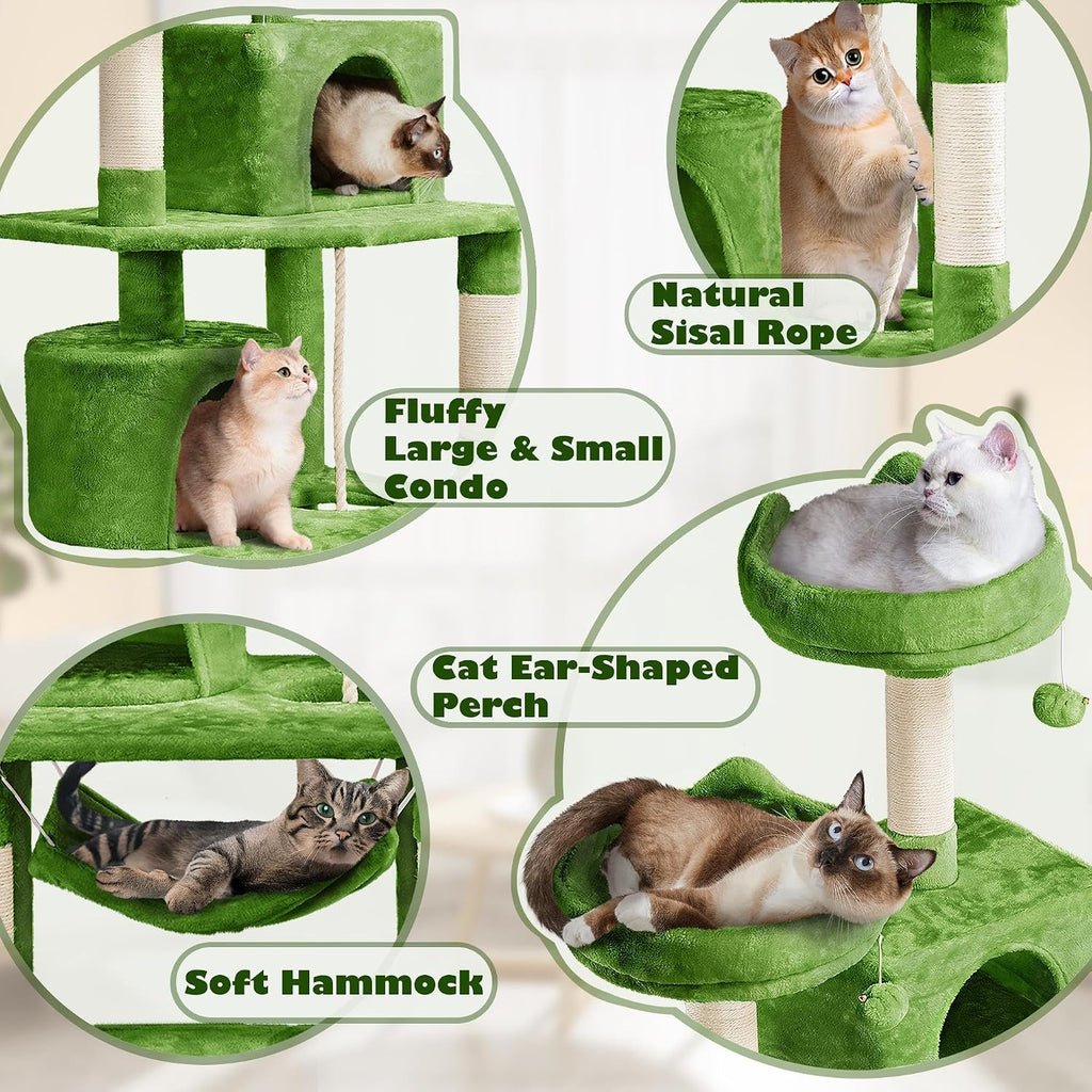 62.5inches Cat Tree Cat Tower Kitten Condo with Platform & Hammock, Scratching Posts for Kittens Pet Play House