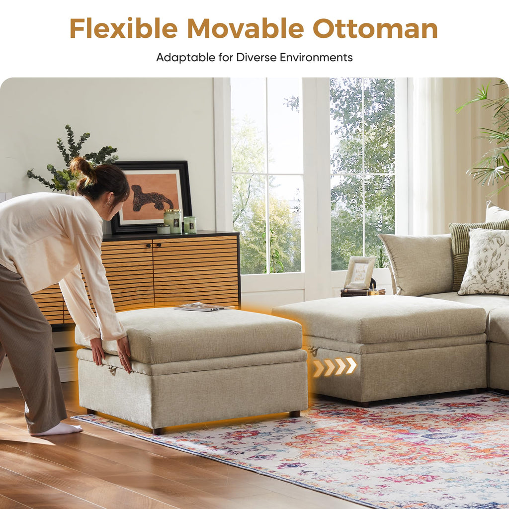 200.4" Oversized Modular Sectional Sofa, U Shaped Convertible Couch with Movable Ottoman, Large 10 Seats Corner