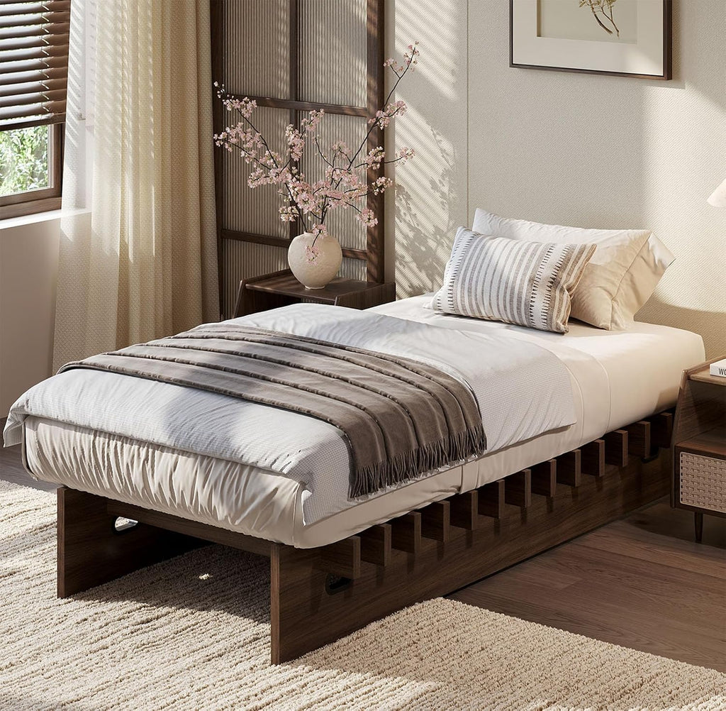 Japanese Platform Bed Frame - Walnut Twin