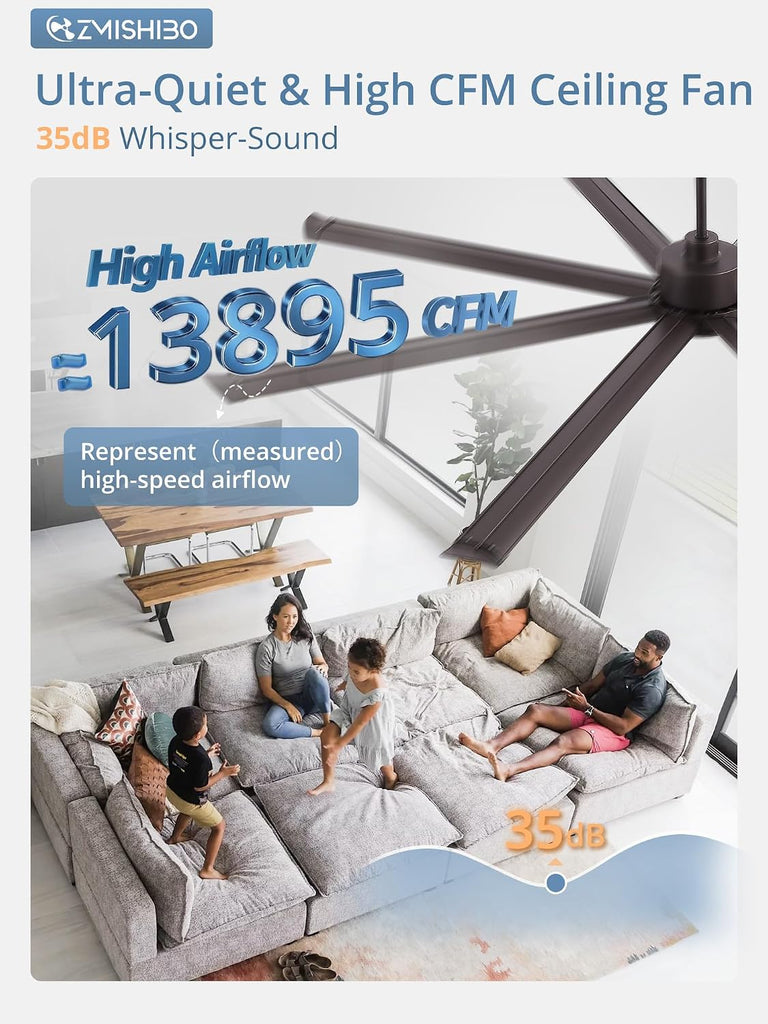 96" Ceiling Fan with LED Light and Remote - Oil Bronze