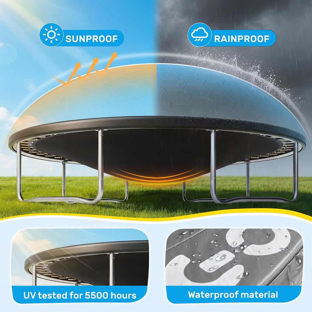 Trampoline Outdoor 12FT 14FT with Safety Enclosure Net, Trampoline for Kids and Adults with Ladder, ASTM Approved