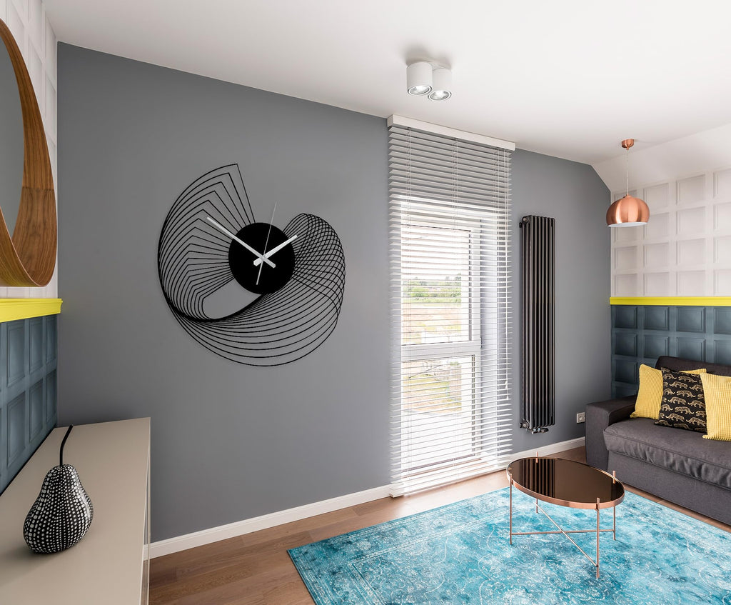 Abstract Large Metal Wall Clock - Modern Kinetic Sculpture Wall Art | Unique Geometric Silent Clock & Contemporary