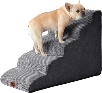 Curved Dog Stairs for High Beds 22.6" H, 5-Step Dog Steps, Grey