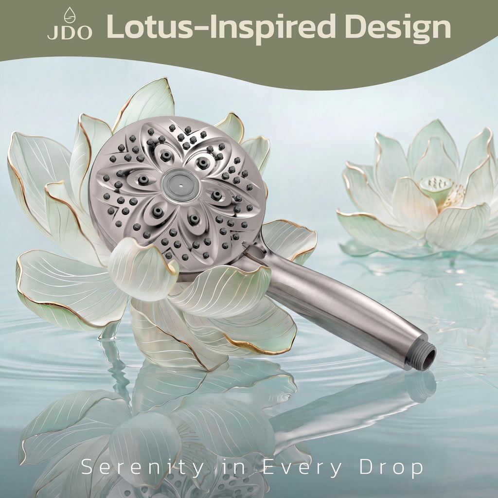 Handheld Shower Head, 6 Spray Settings, Brushed Nickel Finish