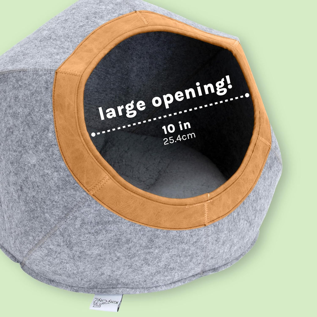 Felt Round Bed, Warm and Cozy cat Bed, Gray