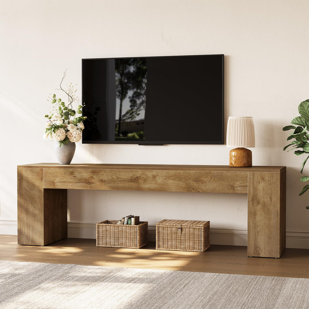 70.8" TV Stand, Wooden Entertainment Center, Low TV Console Table for TVs Up to 80", Modern Chic Entertainment Center