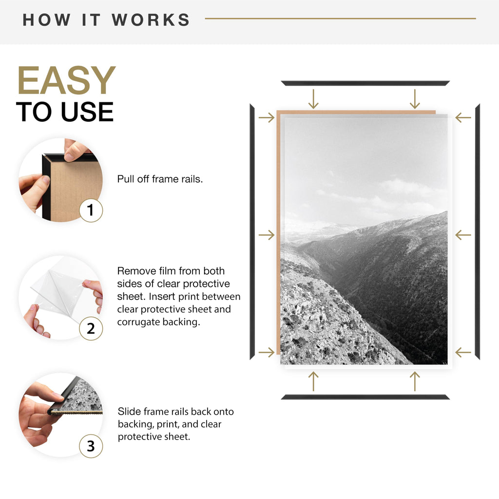 Original Poster Frame, 24x36, Black, Gallery Wall, 6-Pack