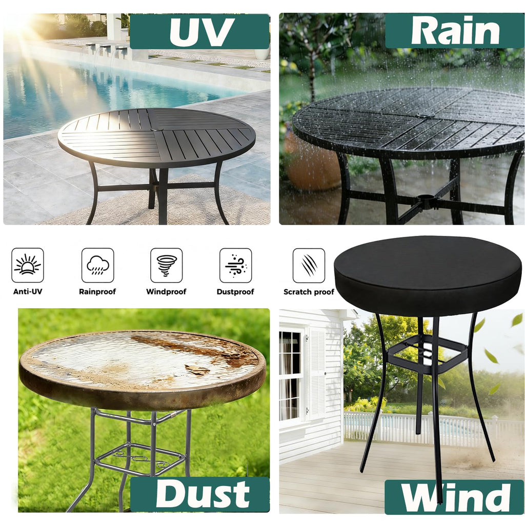 Outdoor Table Covers Waterproof Round 48" Dia, Black