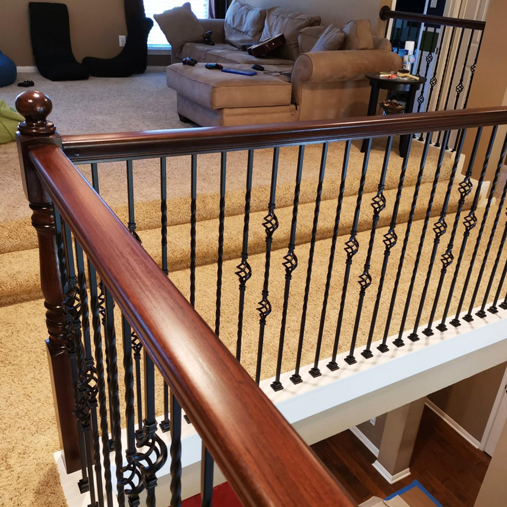 Stair Parts - Long Twist Iron Balusters (Contractor Pack of 10) Metal Balusters - 1/2" Long Twist Metal Spindles