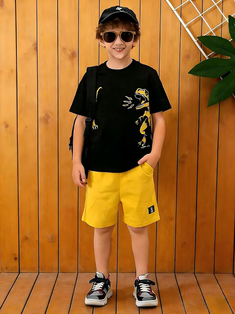 Boys' 2 Piece Summer Outfit Cool Dinosaur & Camouflage Graphic Short Sleeve Tee & Shorts Set