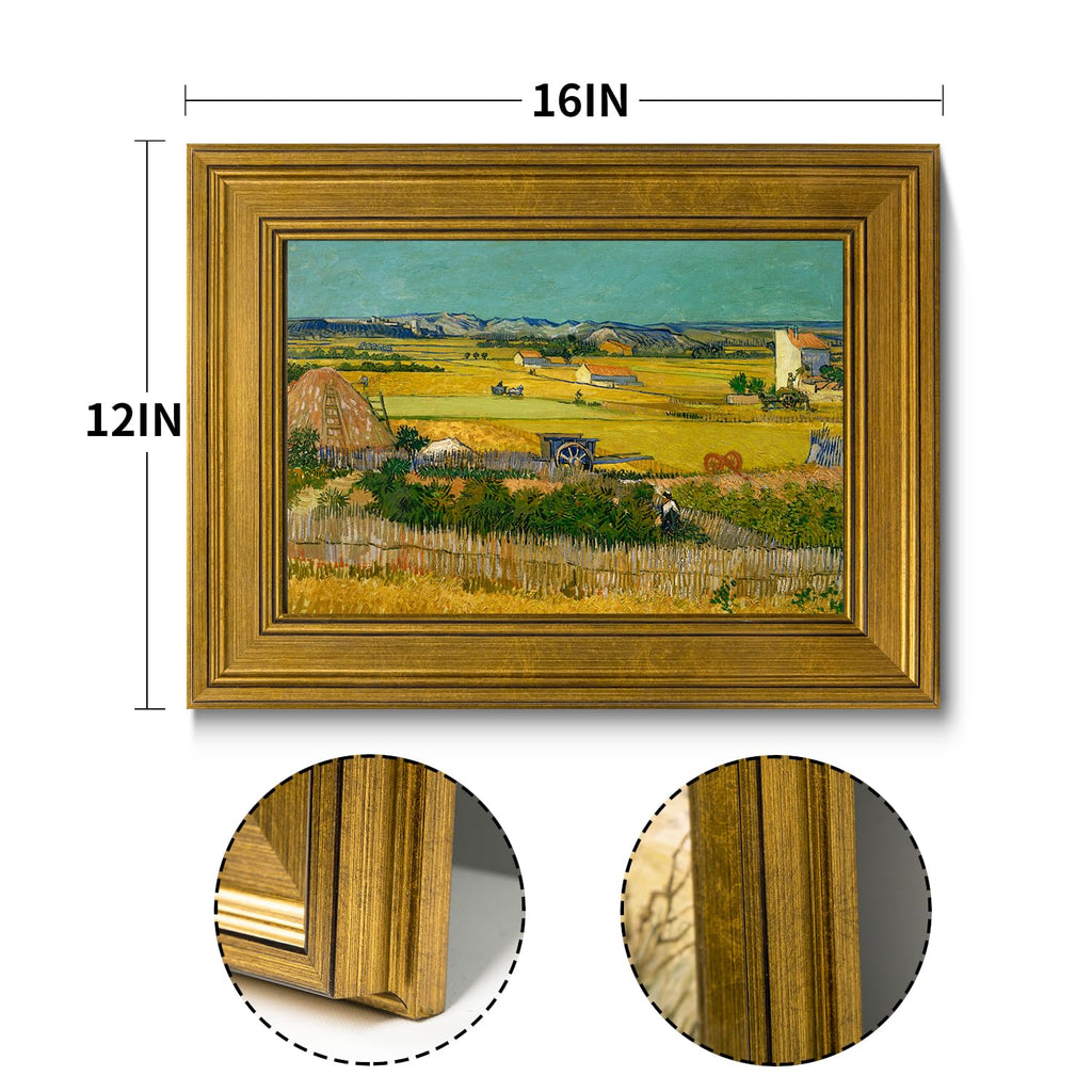 Retro Gold Framed Wall Art, 12"x16" Artwork, Oil Paintings Print Wall Decor Bedroom Office Decoration - Canvas Print