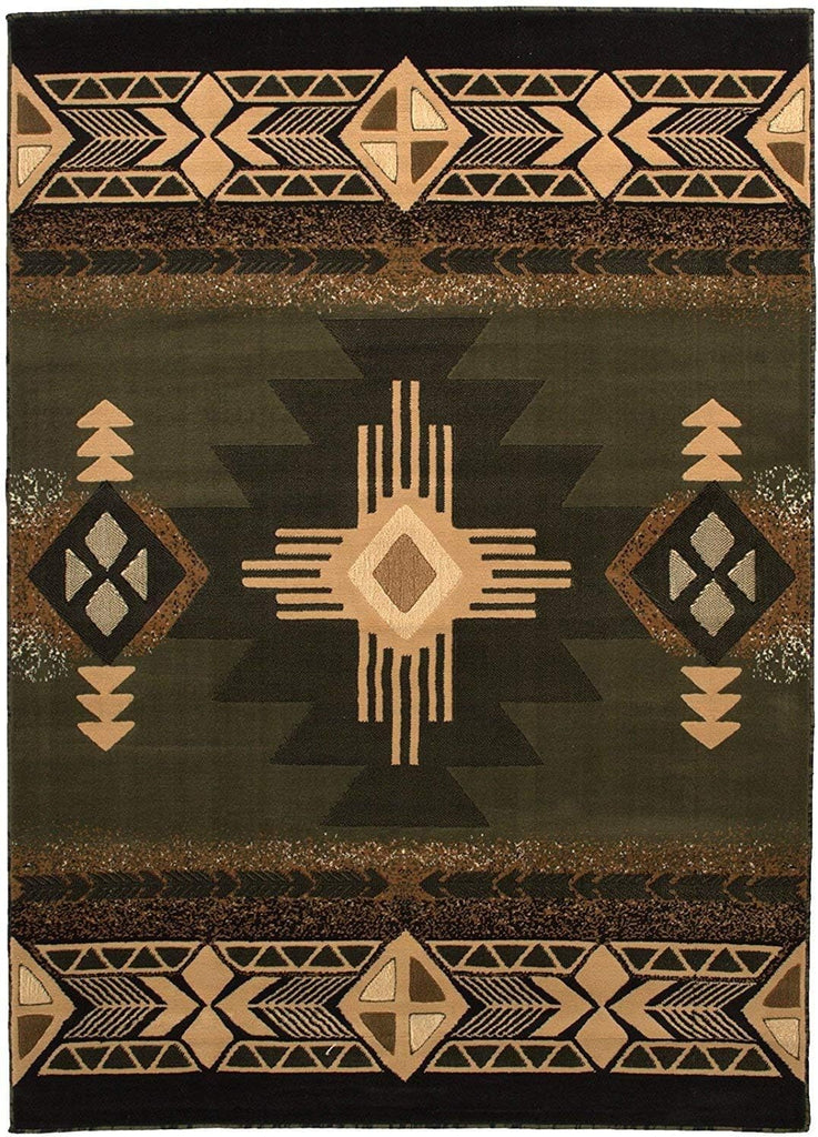Southwestern Navajo Aztec Native American Geometric Area Rug Sage Green (5 Feet 3 Inch X 7 Feet 5 Inch)