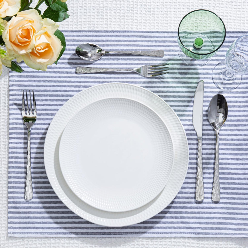 Hammered Silverware Set, 30-Piece Flatware Set