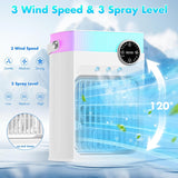 Portable Air Conditioners, Mini AC Unit Cooling Fan,1200ML Small Air Cooler Fans with Remote, 3 Mist,3 Speed,8 Light